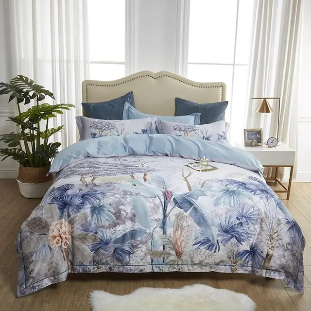 Famvotar Botanical Flower Print Bedding Set 600tc Egyptian Cotton Bed Linen Antique Floral