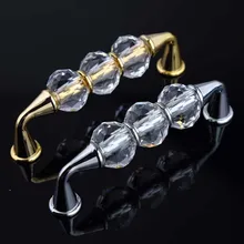 96mm modern fashion deluxe glass crystal furniture handles silver golden win cabinet drawer pull knob villadom