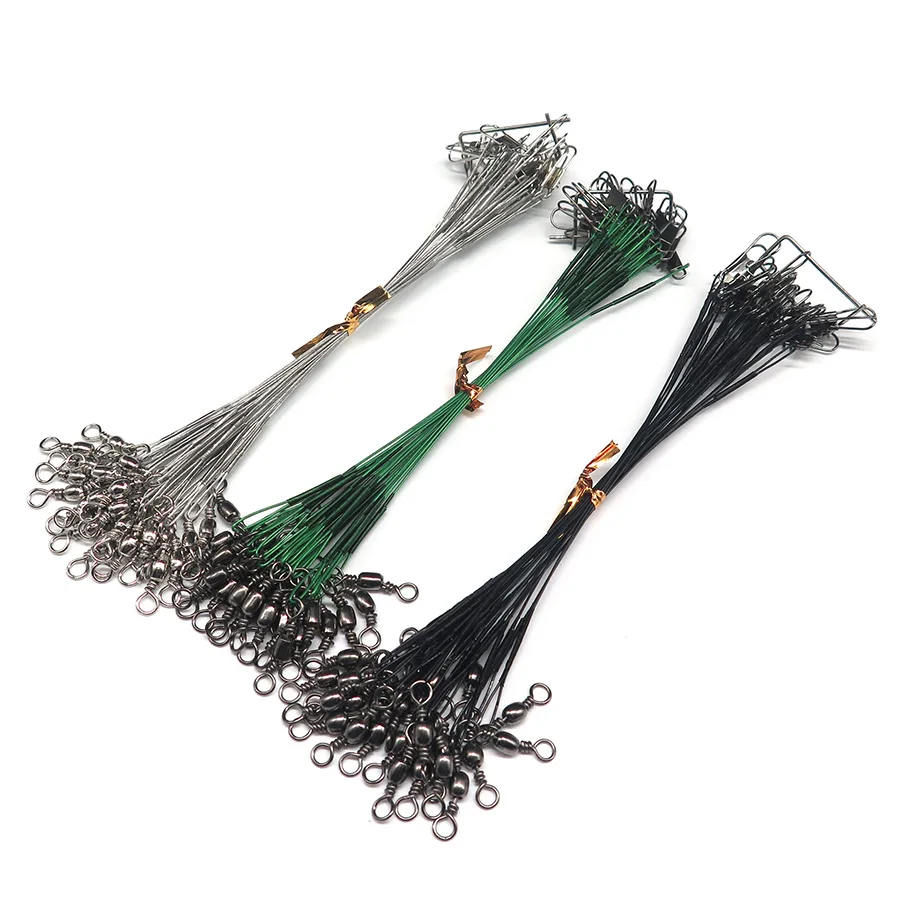 

24PCS/lot Fishing Lure Trace Wire Leader line Swivel Tackle Spinner Shark Spinning with 15CM, 23CM, 30CM