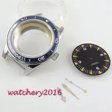 41 мм чехол из нержавеющей стали синий керамический Безель сапфировое стекло подходит для eta 2836 miyota 82 чехол для часов с механизмом+ циферблат+ стрелки