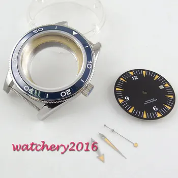 

41mm stainless steel case blue ceramic bezel sapphire crystal fit eta 2836 miyota 82 movement watch case+dial+hands