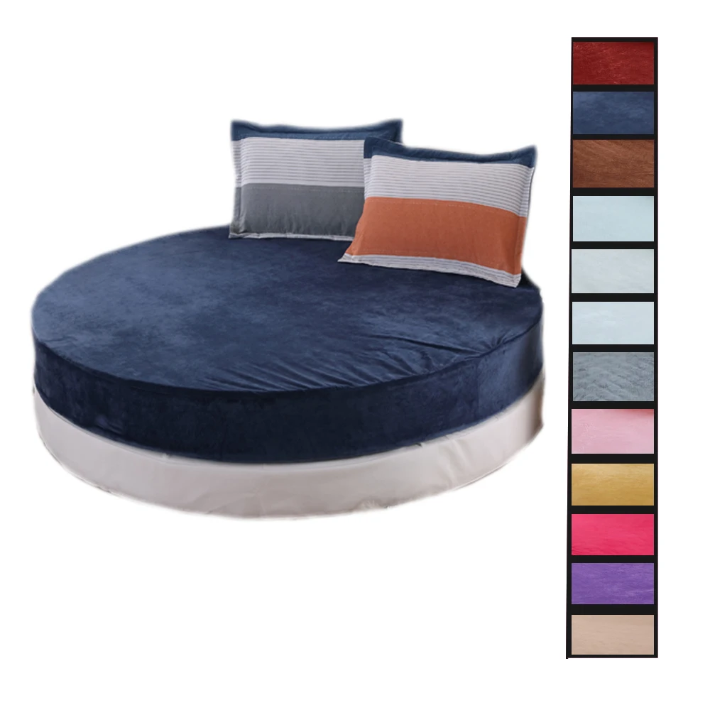 

Solid Color Winter Flannel Round Fitted Sheet Set Round Bed Sheet Bedding Set Customizable Mattress Topper 200cm 220cm