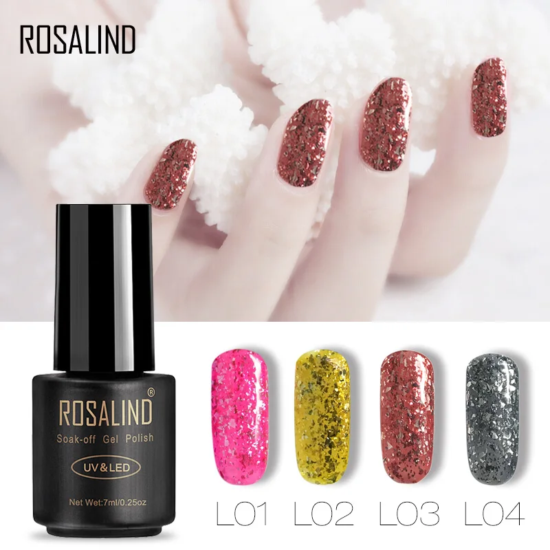 

ROSALIND Gel 1S 7ml Nail Meteor Fragment Gel Glitter Polish Soak Off UV LED Primer Nail Lacquer gel varnishes 12Colors
