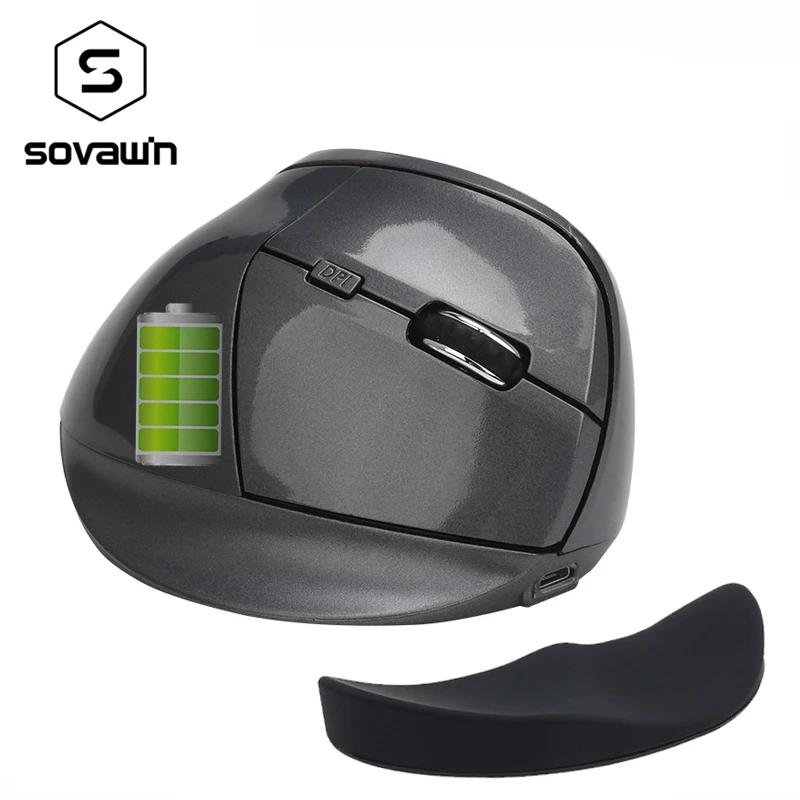 

PC Rechargeable Optical Wireless 2.4G Computer Vertical Mouse Ergonomic 6 Button 2400DPI Mause with Mini Ergonomic Mouse Pad