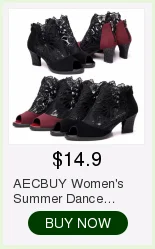 AECBUY Sandals Female Middle Heel 19 Summer New Thick Heel Water Drill One Word Buckle Fish Mouth High Heel Woman Shoes 7LXPb1