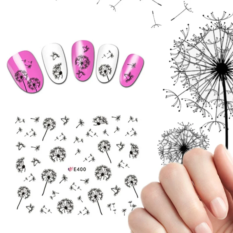 

2018 Flying Dandelion Nail Art Water Decals Transfer Sticker Manicure Nail Decoration