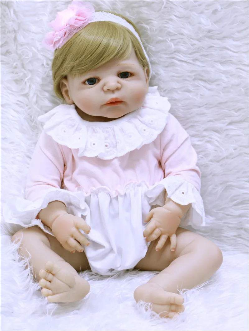 

full Silicone Reborn Dolls Baby beautiful Doll Reborn Vinyl Boneca BeBe Reborn Doll blue eys For Girls toys soft alive doll lol