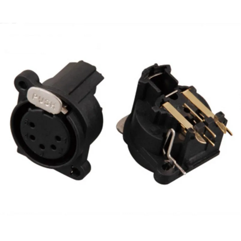 

100 шт. XLR Сделано в Китае Панель-крепление Женский 5 сосуд горизонтальной/монтируемый на печатную плату под черная часть