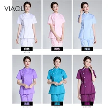 Viaoli, новинка, высокое качество, костюм медсестры, стоматологический костюм, Раздельный костюм, с короткими рукавами, летняя одежда, Стоматологическая Рабочая одежда, пальто+ штаны, наборы