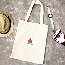 6 шт./лот, сумка для покупок, Брезентовая, эко, модная, большая, вместительная, с фруктовым принтом, сумка-тоут, повседневная, для девочек, простая сумка