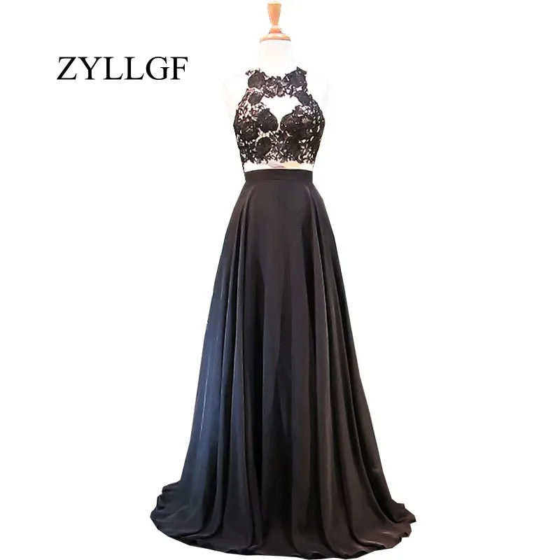 ^*Best Offers ZYLLGF Lange Elegant Avondjurken 2019 A-lijn Kant Floor Lengte Zwarte Chiffon Backless Tweedelige Prom Party Dress RS5 ^*Best Offers ZYLLGF Lange Elegant Avondjurken 2019 A-lijn Kant Floor Lengte Zwarte Chiffon Backless Tweedelige Prom Party Dress RS5