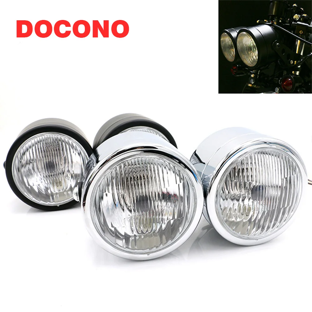 

New Motorcycle Retro double Headlight Motorcycle Dual headLamp Street Fighter Naked Dominator For Harley Honda Suzuki Kawasaki