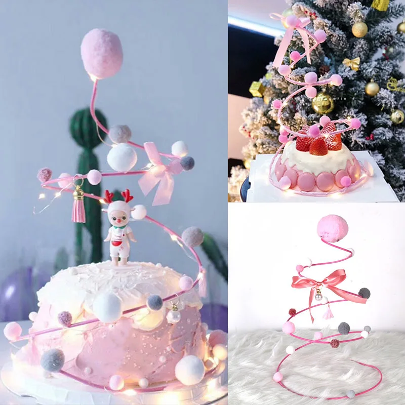 

WEIGAO Little Princess Party Metal Swirl with Pompoms for Twinkle Girl 1st Birthday 2nd Cake Decoration Cake Toppers Cake Circle