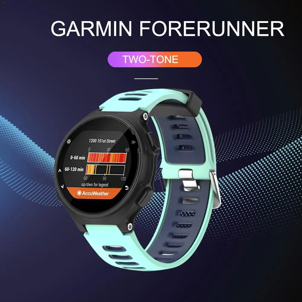 Силиконовый двухцветный удобный сменный ремешок для Garmin Forerunner 735XT 630 620 235 230 220