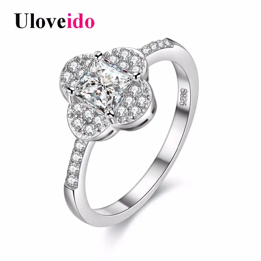 Uloveidoクローバーリング用女性acessorios花リング石ビジューファッションジュエリーバゲファムラインストーンwx006 Rings For Women Wedding Fashion Rings For Womenrings For Women Aliexpress