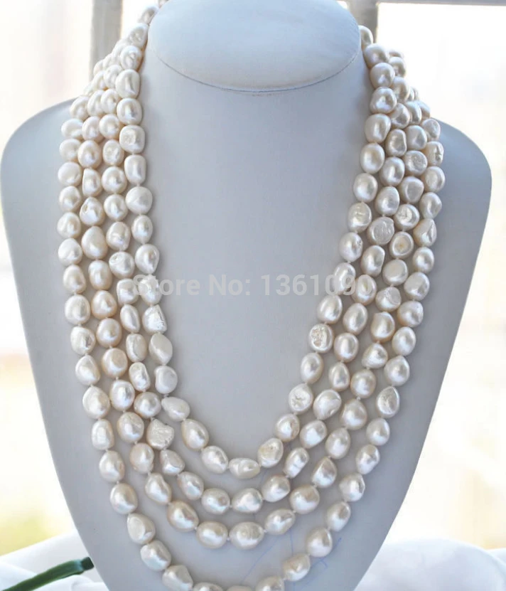 

00455 white 13mm NATURE baroque freshwater pearl necklace 100inch