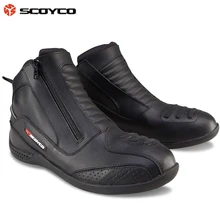 Scoyco MBT002 Moto Racing Leather Motorcycle Boots Shoes Motorbike Riding sport road SPEED professional botas Men Women Black