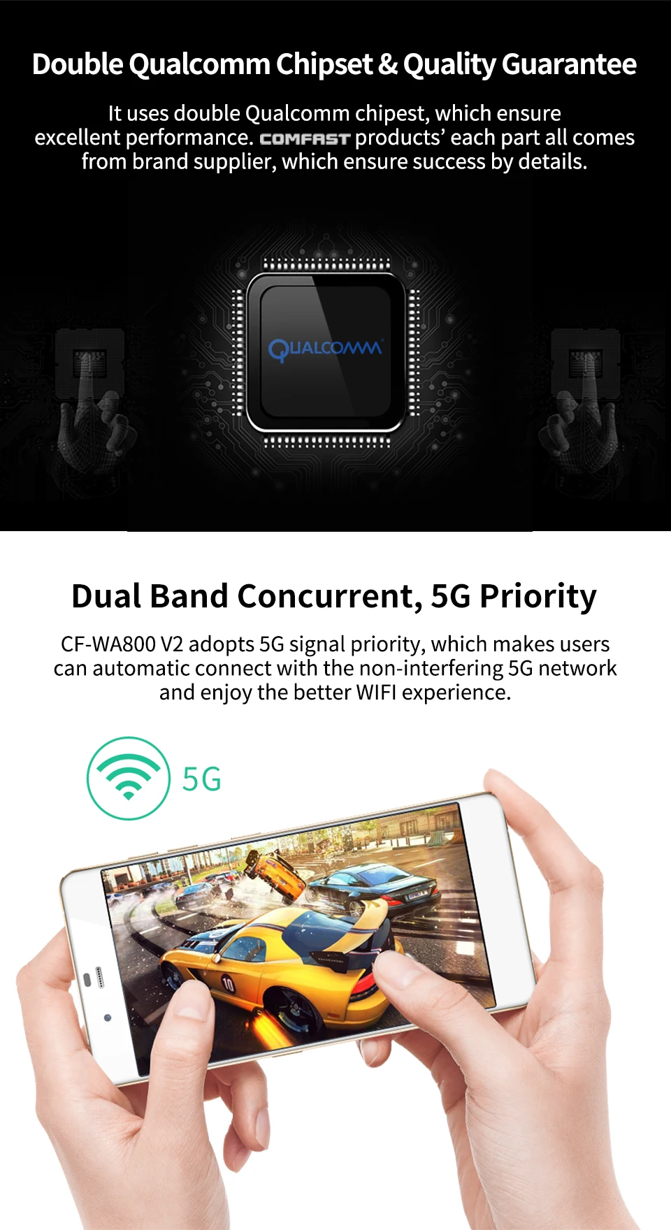 Comfast Высокая мощность 1200 Мбит/с двухдиапазонный 2,4& 5,8 ГГц Wi-Fi сигнал точка доступа усилитель ретранслятор большой радиус действия беспроводная точка доступа WA800V2