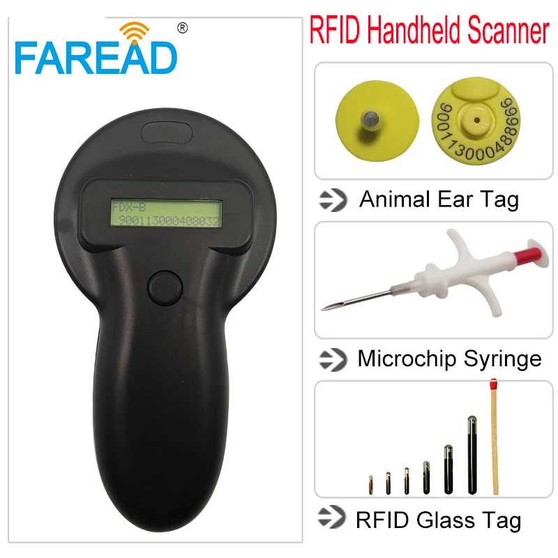 RFID считыватель микрочипов животных FDX-A/FDX-B/HDX стандарты 125 кГц/134,2 кГц Ушная бирка стеклянный чип ручной Vets Собака Pet ID сканер