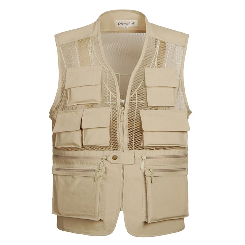 Mens Vest Military Tactical Quick Dry Thin Vest Sleeveless Waistcoat Loose Multi-pockets Breathable Photography Hunter Work Vest