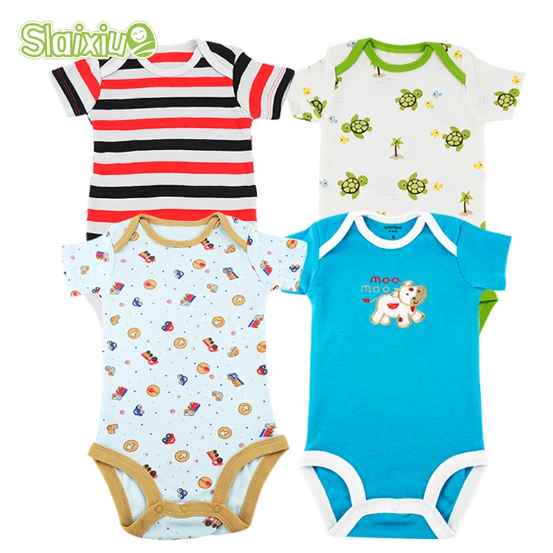 4 шт.; костюм с короткими рукавами для новорожденных; стильная детская одежда с героями мультфильмов; Комбинезон для маленьких мальчиков; одежда для малышей; одежда для сна; боди для девочек