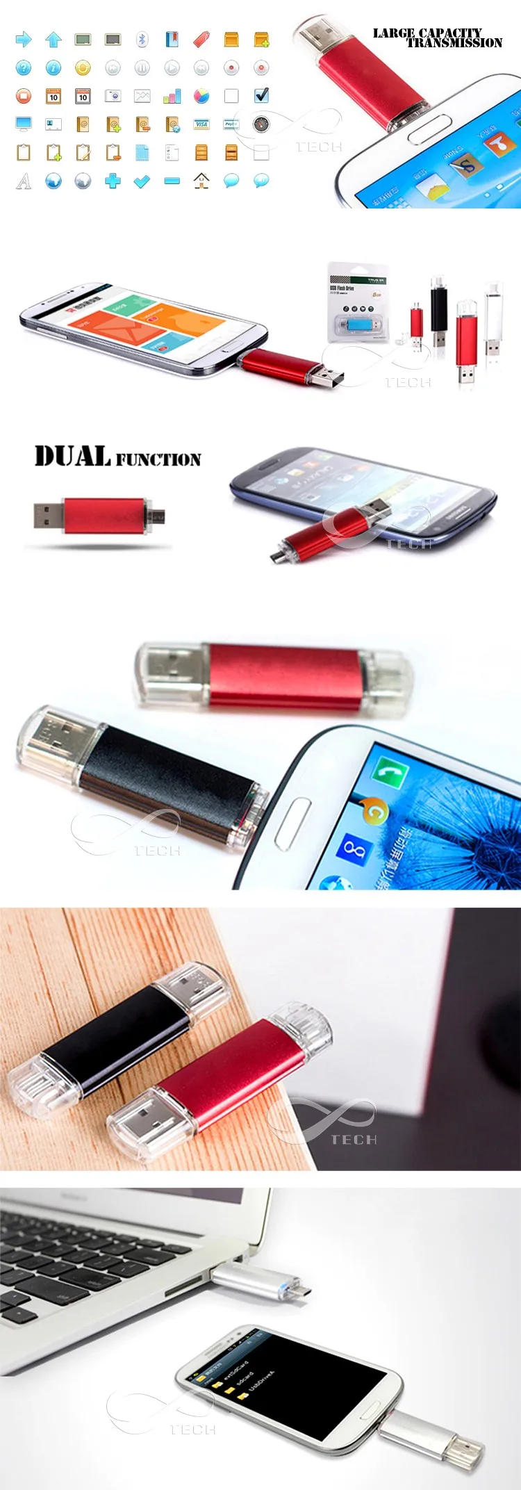 Otg Флешка USB флеш-накопитель смартфон 8 ГБ/16gb32 ГБ/64 Гб/128 ГБ флеш-накопитель USB флеш-накопитель для смартфона