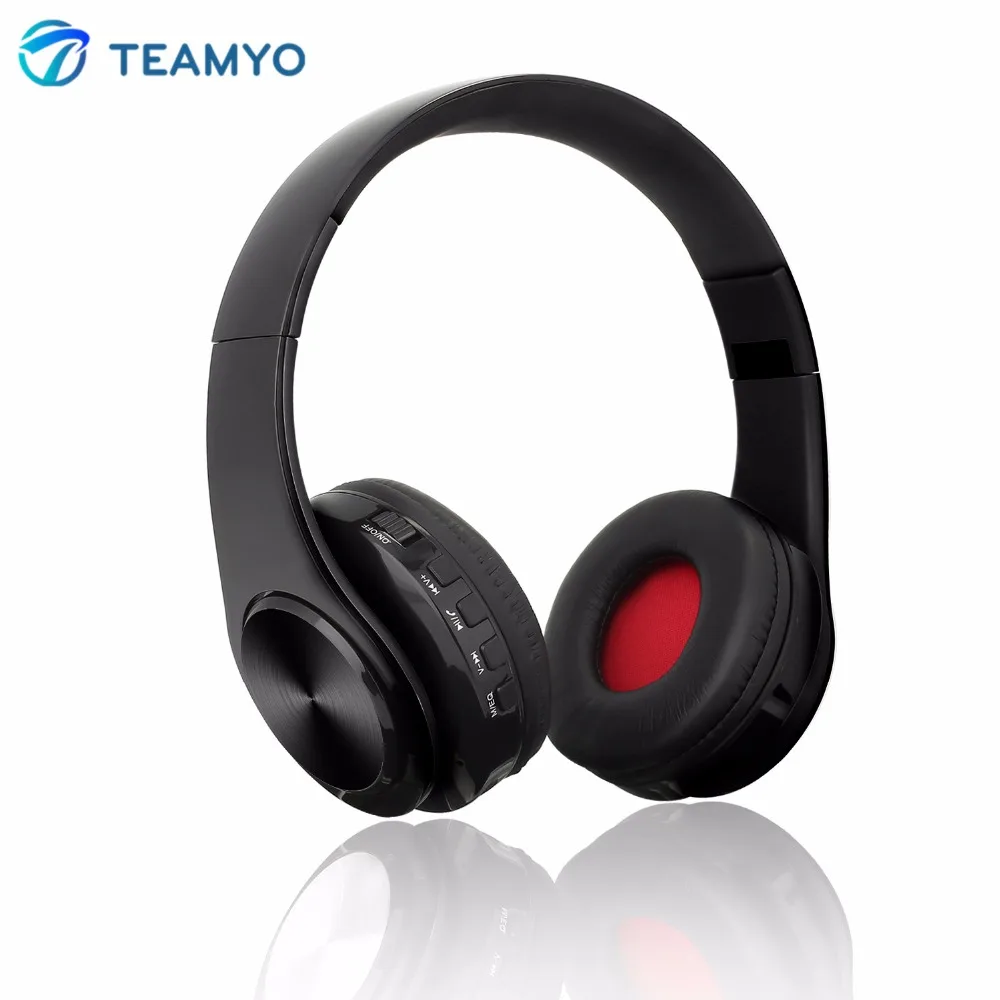 

Teamyo Portable Stereo Audio MP3 Bluetooth Headphones Earphone Foldable Wireless Headset with microphone support music SD card