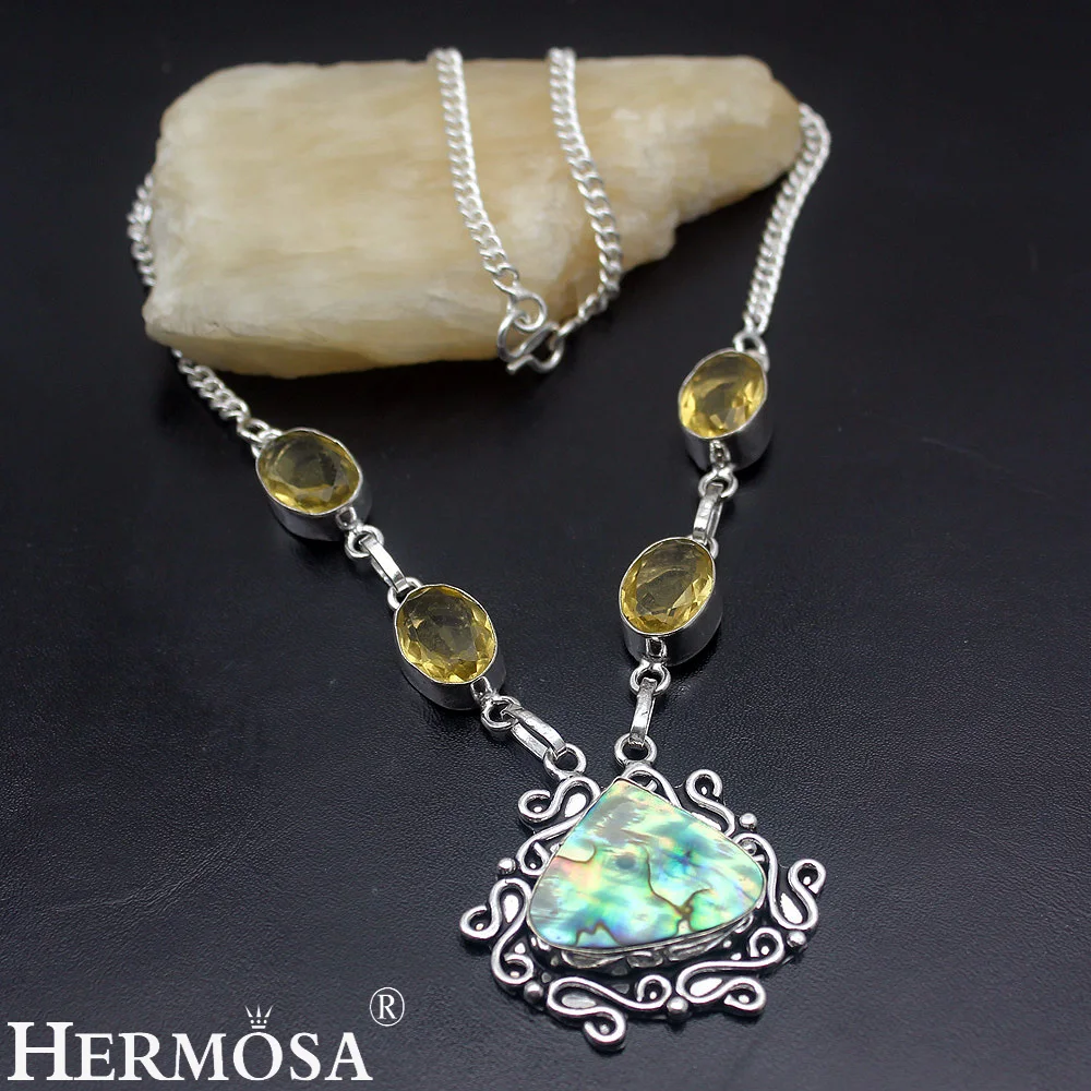 HERMOSA Jewelry Fashion Necklace Abalone shell 925 Sterling Silver Women Necklace18 inches HM801 | Украшения и аксессуары