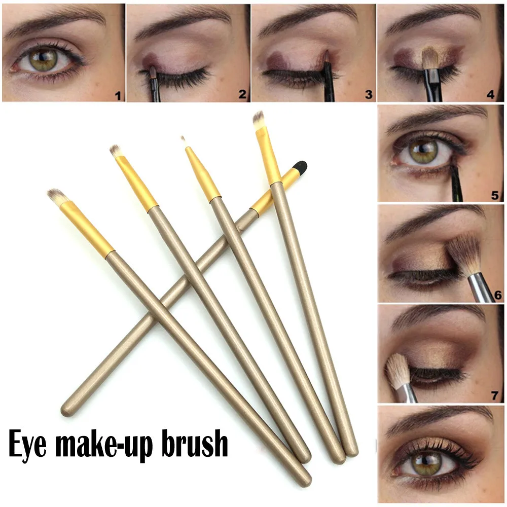 HAICAR 5Pcs Champagne Gold Cosmetic Brush Set Makeup Tool Kit Eye Shadow Foundation Powder Contour Eye Make up Wooden Brushes HAICAR 5Pcs Champagne Gold Cosmetic Brush Set Makeup Tool Kit Eye Shadow Foundation Powder Contour Eye Make up Wooden Brushes