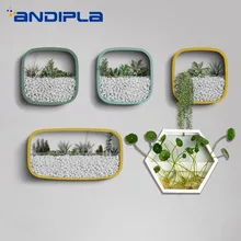 Креативная настенная ваза, однотонный цвет, железный арт, геометрический держатель для растений, горшок, корзина, домашнее украшение, украшение, искусственные цветы, ваза