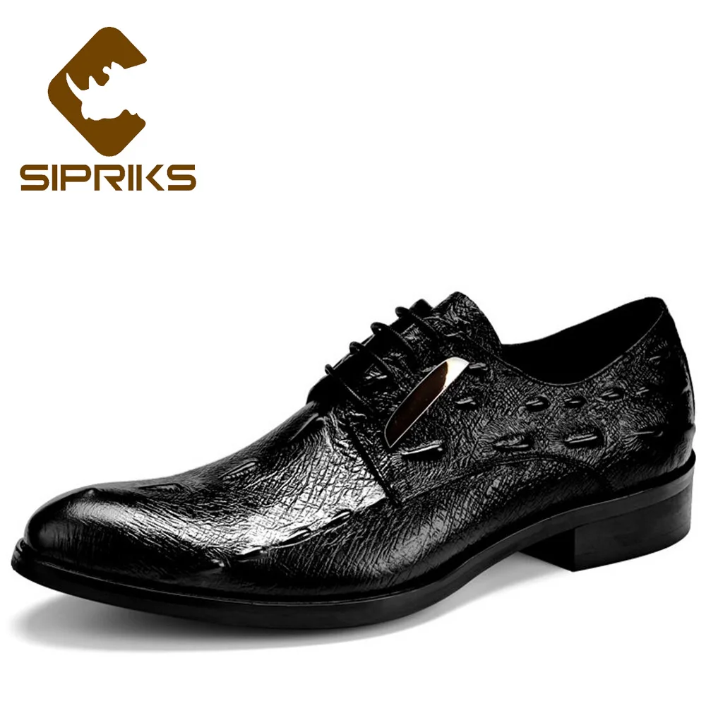 Apontou Balck De Gents Escritório Couro Chefe Genuíno Homens Negócios Preto Sipriks Derby vermelho Oxfords Elegantes Sapatos Masculinos Vinho Sociais Moda 4OPqqdw