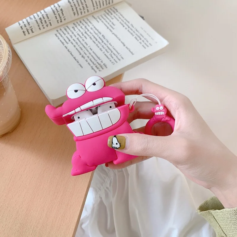 3D мультфильм милый TOHATO Розовый крокодил Crayon Shin-chan с анти-потерянный ремешок чехол для наушников для Apple airpods 1 2 силиконовый чехол