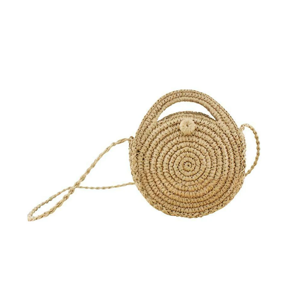 

Women's Outdoor Crossbody straw Bag Fashion Round Paper rope Beach Travel Bag Female Summer mini Vintage Handmade