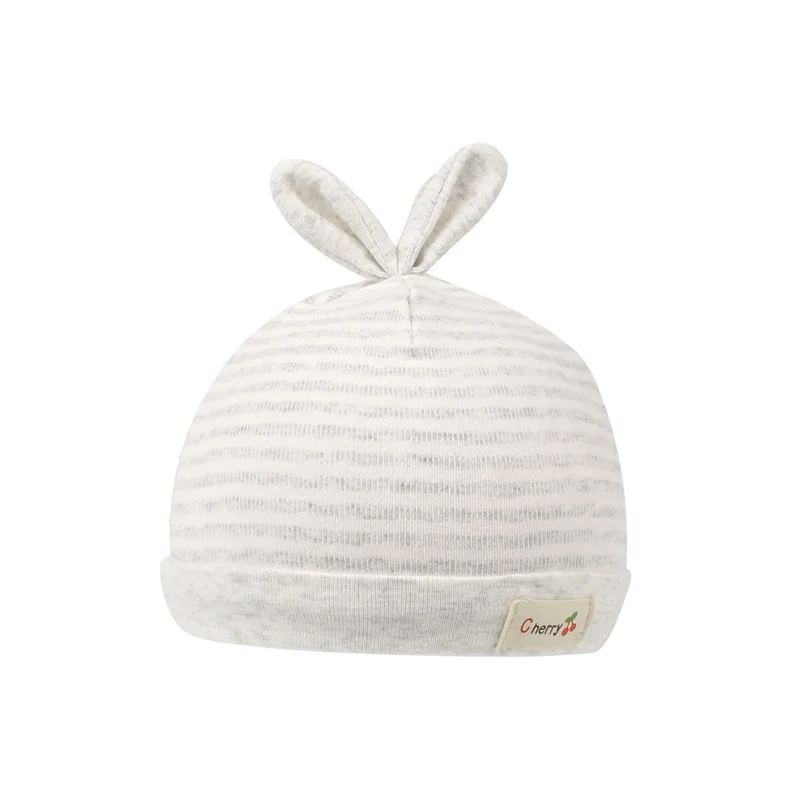 Cotton Striped Newborn Baby Hat Rabbit Ears Infant Tire Hat Baby Boys Girls Beanie Hat Soft Cute Hat Spring Baby Boys Clothing (11)