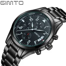 GIMTO Marque Top De Luxe En Acier Plein Hommes Montres Hommes D’affaires Montre À Quartz Auto Date Étanche Relogio Masculino Relojes Hombre