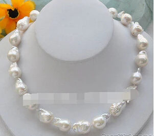 

yan Lustre 17"13-16mm WHITE DRIP BAROQUE KESHI REBORN PEARL NECKLACE