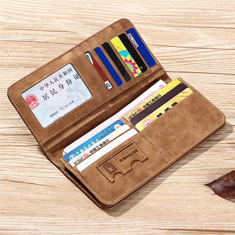 Мужской деловой Повседневный короткий кожаный кошелек двойного назначения с отделением для карт и карманами для монет, можно положить много карт для удостоверения личности