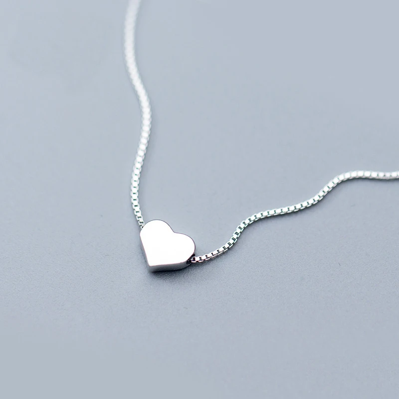 MloveAcc 925 пробы Серебряное ожерелье в виде сердца и подвеска простые роскошные ожерелья для женщин модные ювелирные изделия ожерелье бижутерия - Окраска металла: 925 Sterling Silver