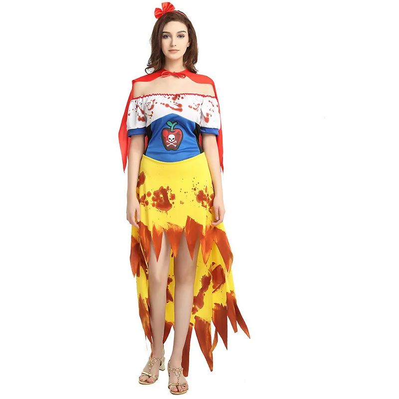 Women Halloween party blood princess dress costume cape Zombie School Uniforms Vampire Horrible Clothing for adult