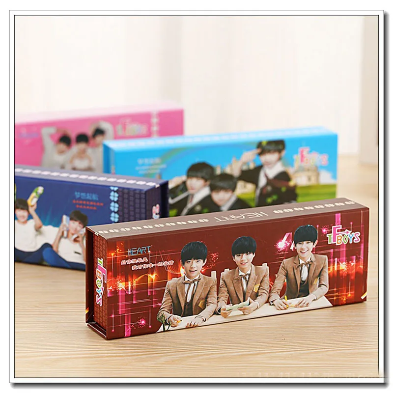 

Paper TFBOYS Pencil Box School Students Love Famouse Star Stationery Gifts Girls Boys Pencil Cases Super Star Cheaper Pen Holder