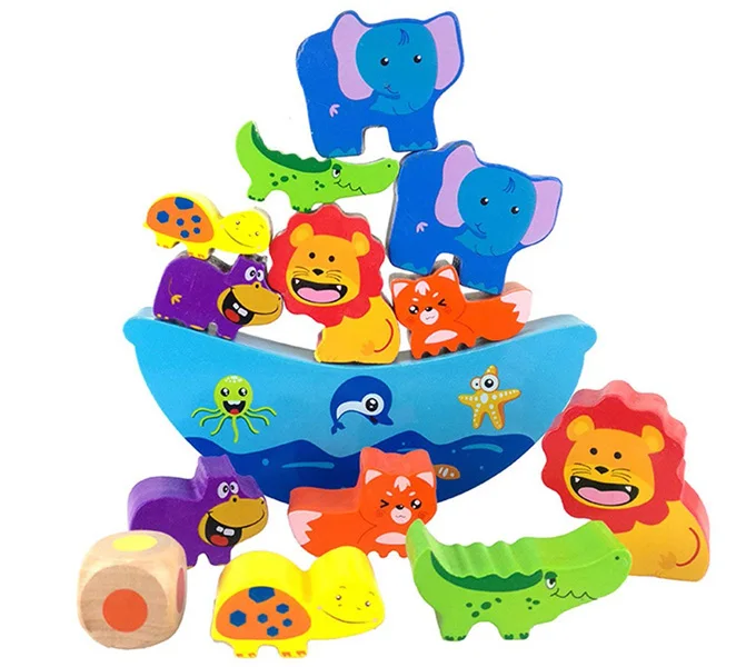 Баланс животных Деревянный укладки Конструкторы развивающие игрушки подарок на день рождения для детей малышей