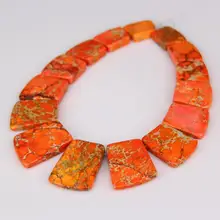 15pcs strand Fashion Necklace Jewelry Making,Orange Sea Sediment Stones Top Drilled Slab Beads,Graduated Dyed Gems Pendant
