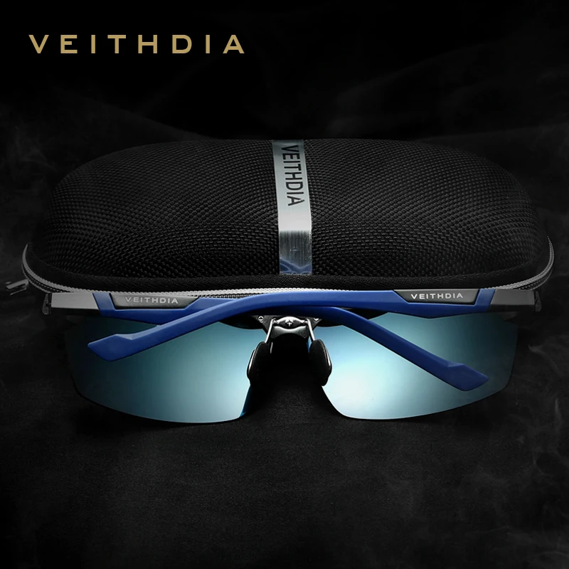 Мужские солнцезащитные очки VEITHDIA, из алюминиево-магниевого сплава, зеркальные, поляризационные, с синим покрытием, модель 6589
