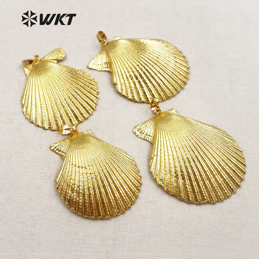 

WT-JP004 New Fashion Natural Scallop Shell Pendants for Necklaces Metal Silver Electroplated Women Sea Shell Jewelry