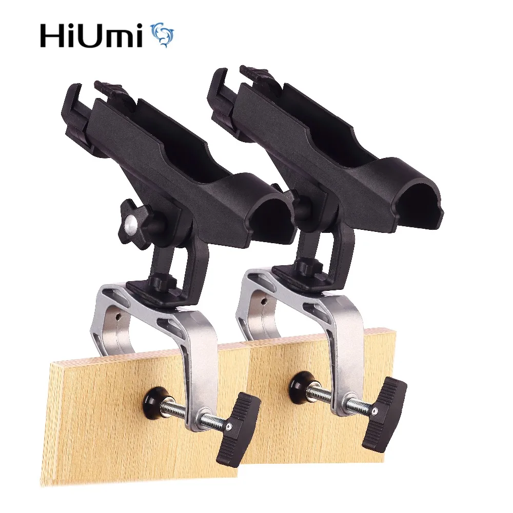 

HiUmi 2Pack Fishing Boat Rods Holder with Large Clamp Opening 360 Degree Adjustable Fishing Rod Racks Folding Holder