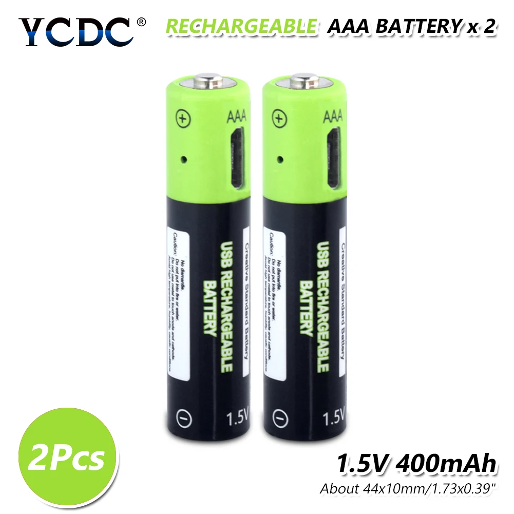 AAA USB перезаряжаемая батарея Lipo 400mAh зарядное устройство кабель игрушки удаленные аккумуляторы с контроллером литий-полимерная батарея - Цвет: 2 Pcs