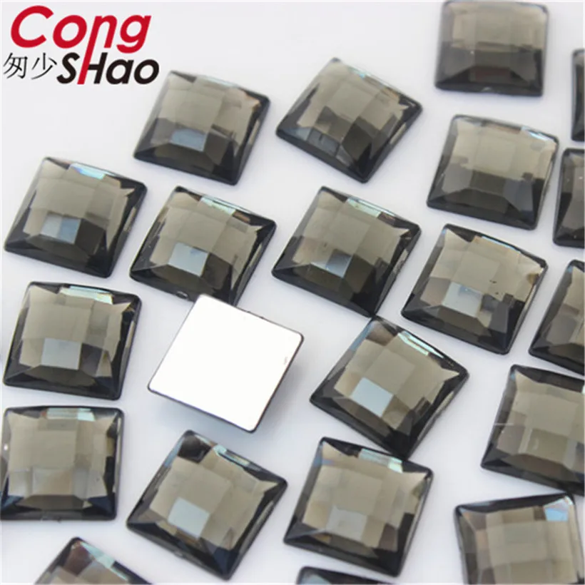Cong Shao, 100 шт, 12 мм, граненые, квадратные, цветные, с плоской задней стороной, акриловые стразы, отделка камней и кристаллов, сделай сам, аксессуары для костюма ZZ731