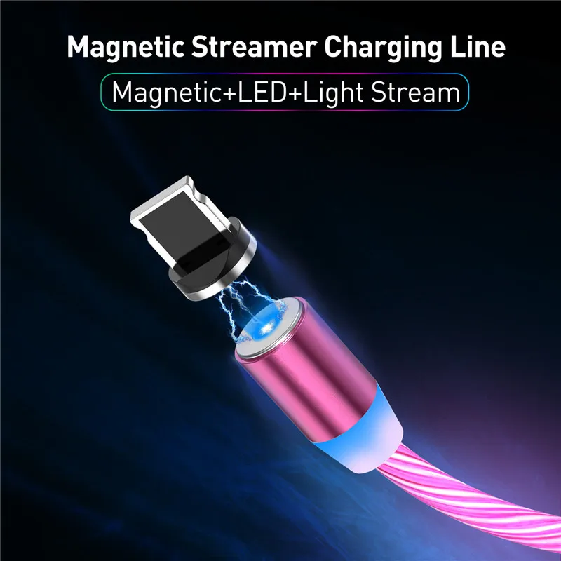 МАГНИТНЫЙ световой светодиодный светильник USB зарядное устройство кабель для iPhone Xs Max Micro type C зарядка A50 A70 P30 шнур Быстрая зарядка магнит