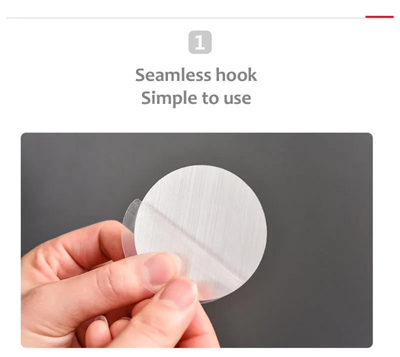 Seamless Wall Hooks Hanging Stainless Steel Hooks Kitchen Bathroom Hangers Bag Key Wall Hooks Wall Hangers Round Shape (18)