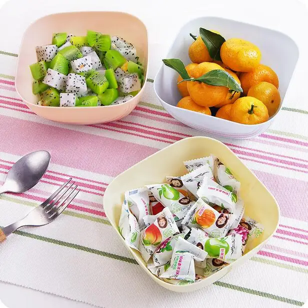 Plastic Square font b Salad b font Bowl Snacks Candy Dry Fruit Bowls 2Pcs Lot Dessert